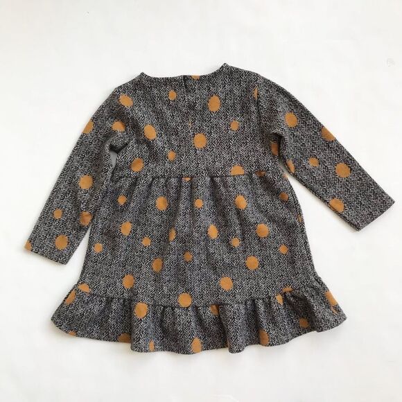 ZARA gray mustard dot dress EUC 18-24 months - Picture 5 of 5